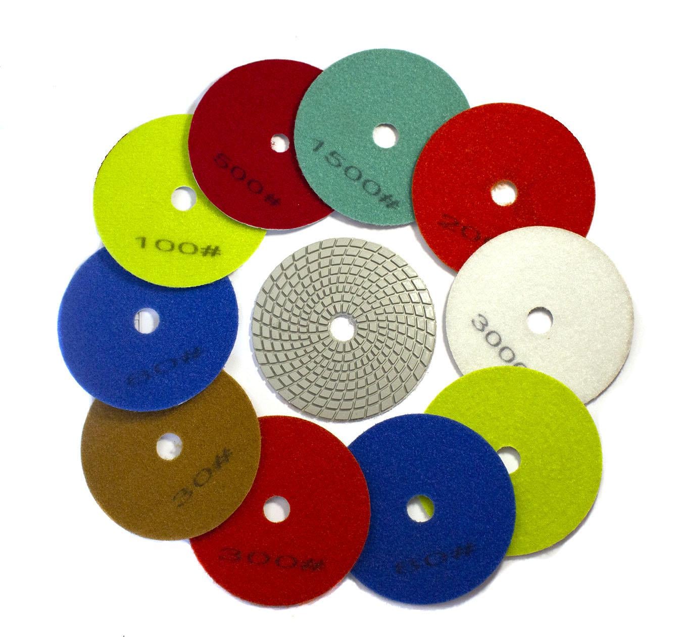 Набор алмазных гибких шлифовальных кругов Ракушек Зерно на выбор 10 шт. D-125 мм