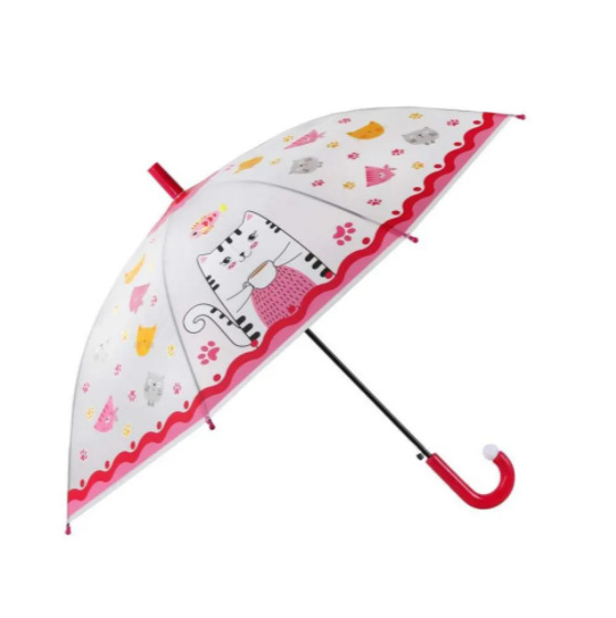 Детский зонт-трость SUNROZ Cartoon Umbrella Котик полуавтомат 81 см 8 спиц (SUN8796) - фото 2