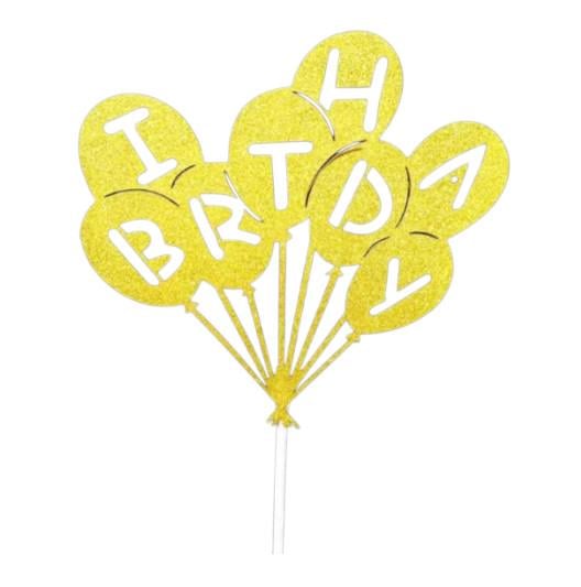 Топер З Днем Народження 11x10 см Золотистий (0018/17)