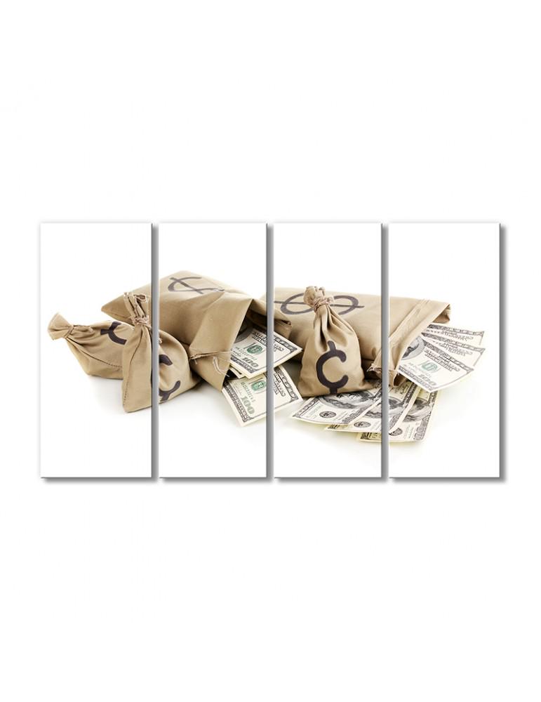 ᐉ Картина модульная Сумки с деньгами 4 модуля 70x105 см