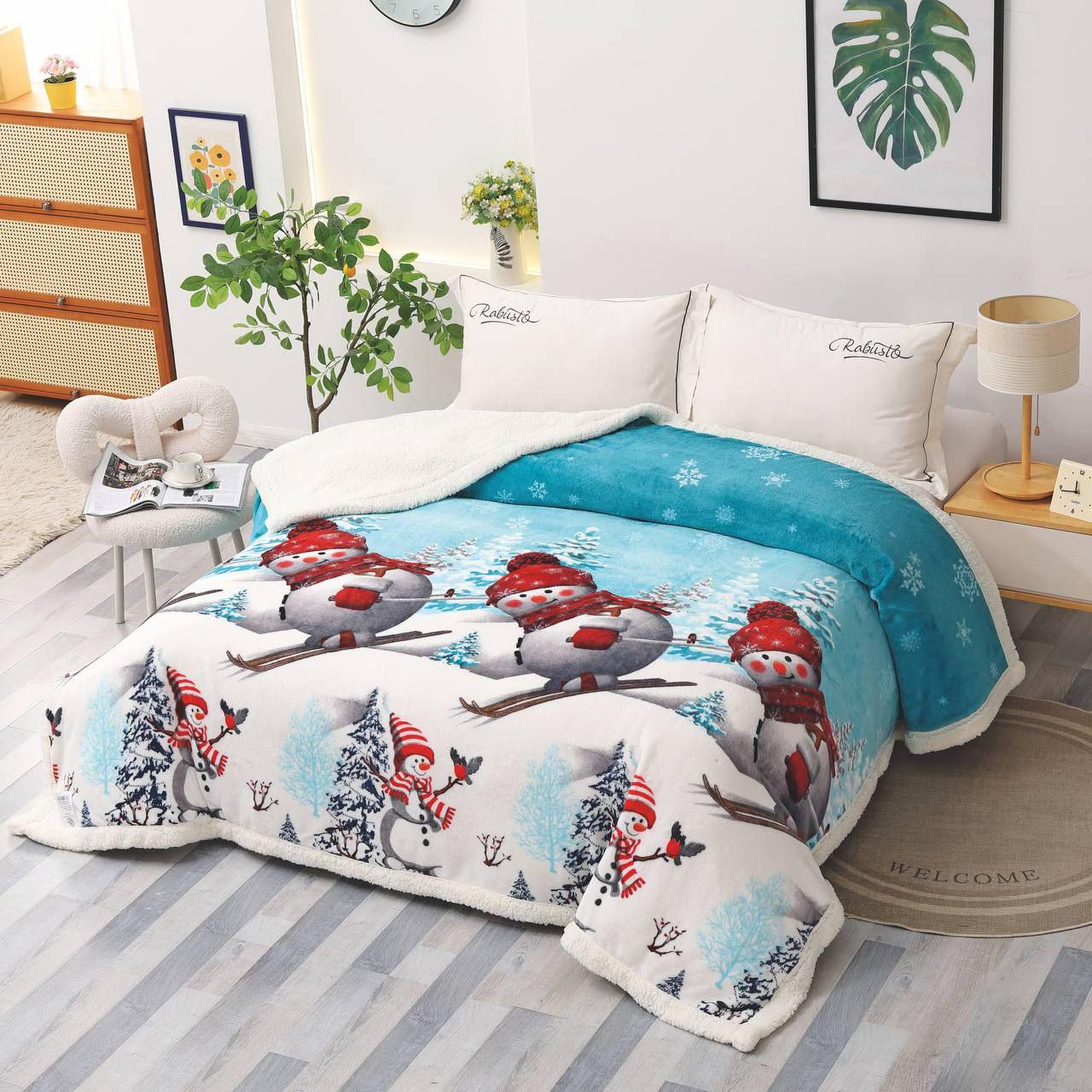 Плед двухсторонний Снеговики на овчине 150x200 см (1499) Плед двухсторонний Снеговики на овчине 150x200 см (1499)