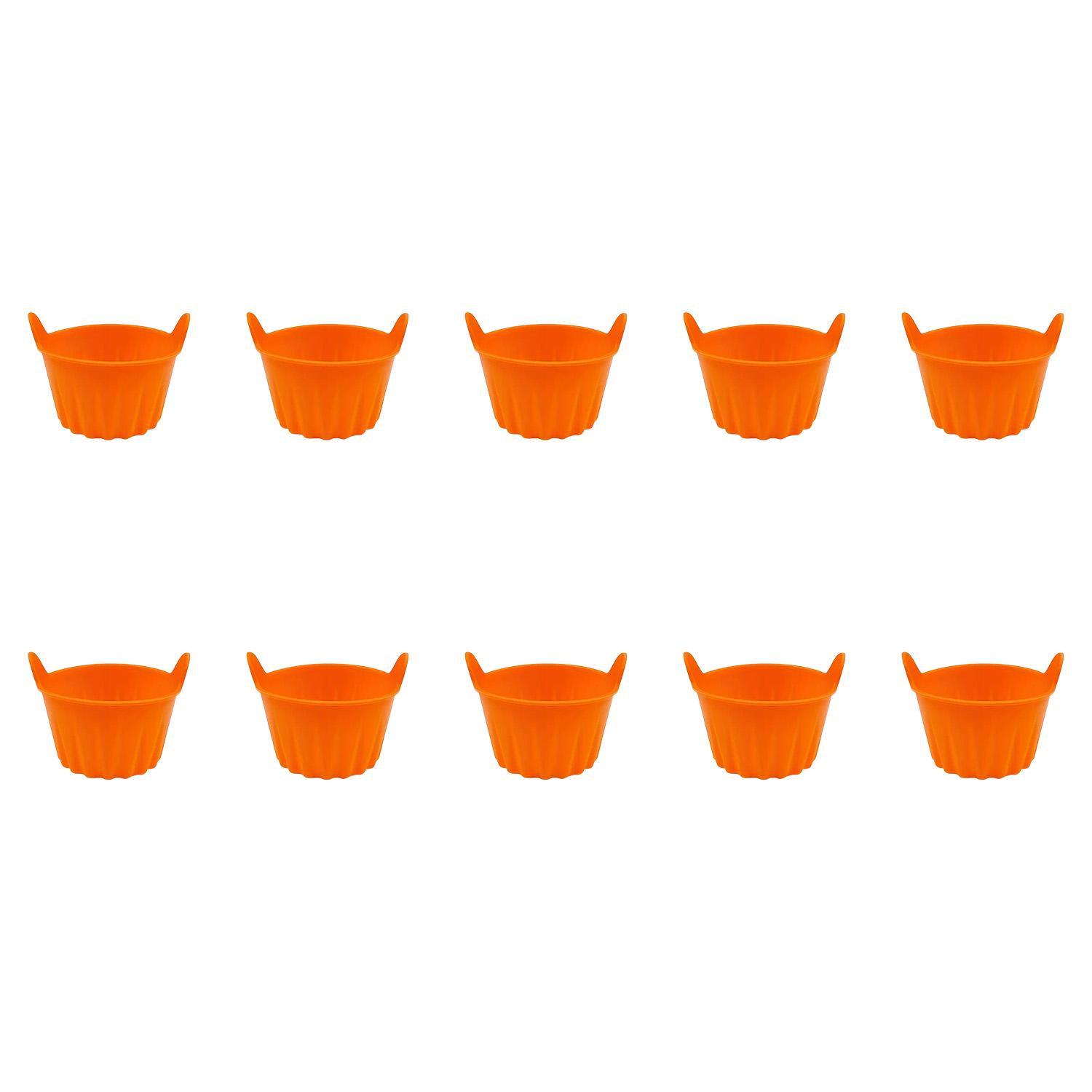 Набор силиконовых порционных форм для выпечки кексов и десертов 10 шт. Оранжевый (87345)