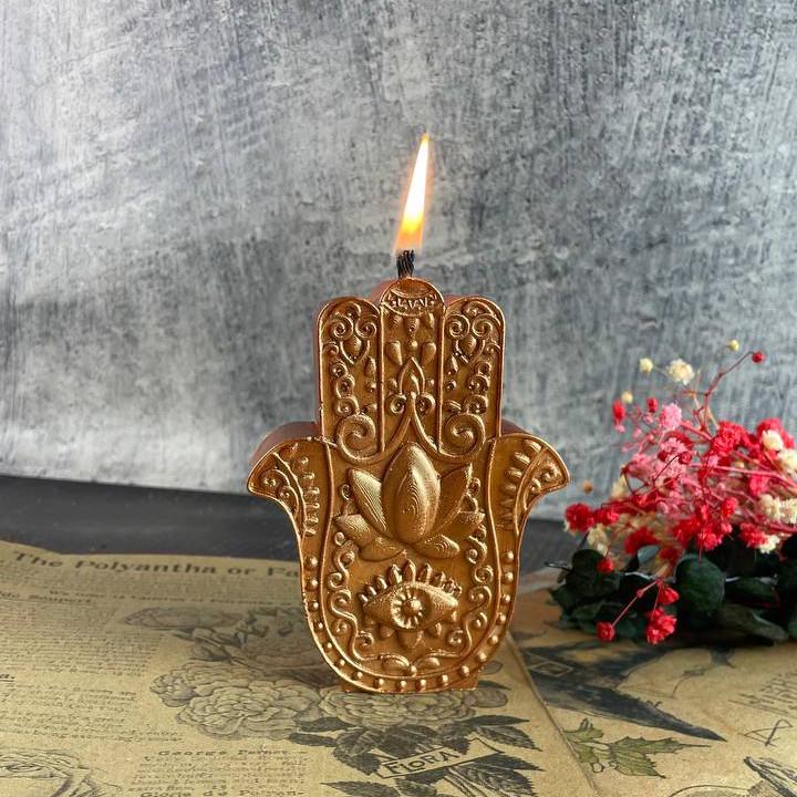 Свеча восковая рука Фатимы - Свет Хамсы Бронзовый (1535)