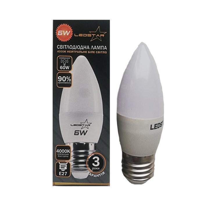 Лампа светодиодная LEDSTAR 6W E-27 4000K