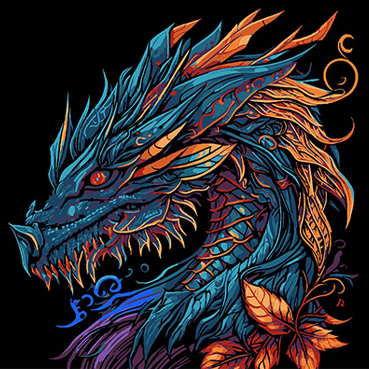 Картина по номерам Strateg Премиум Могучий дракон на черном фоне 30х30 см (SH3030-20)