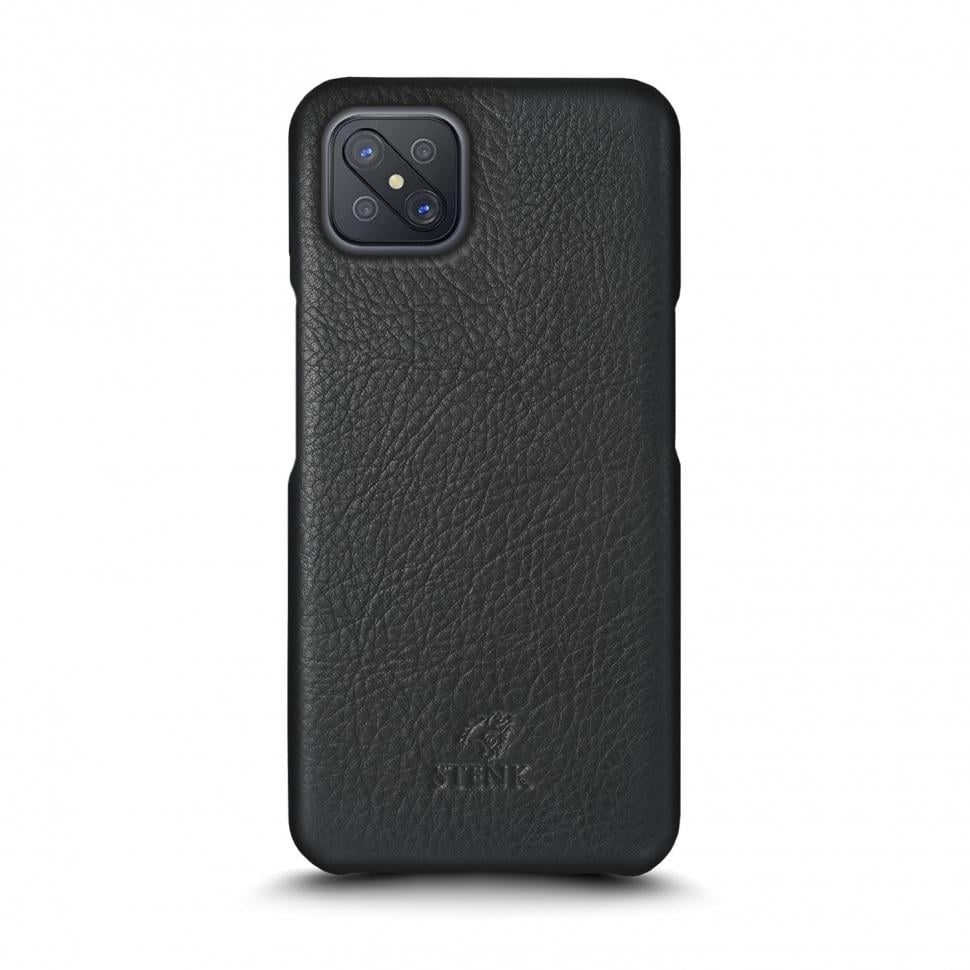 Кожаная накладка Stenk Cover для OPPO A92s Черный (69368)