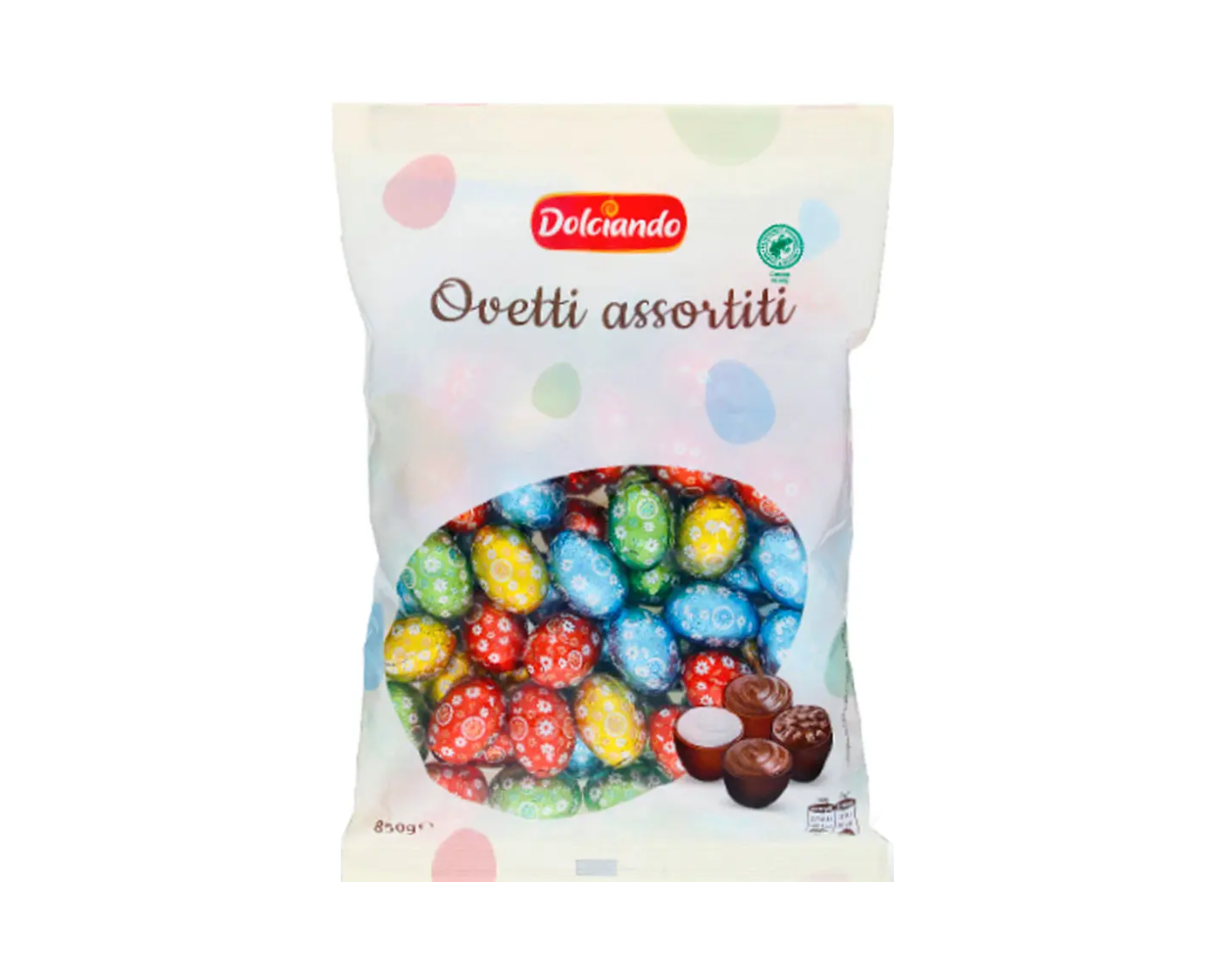 Конфеты шоколадные Dolciando Ovetti Assortiti 850 г
