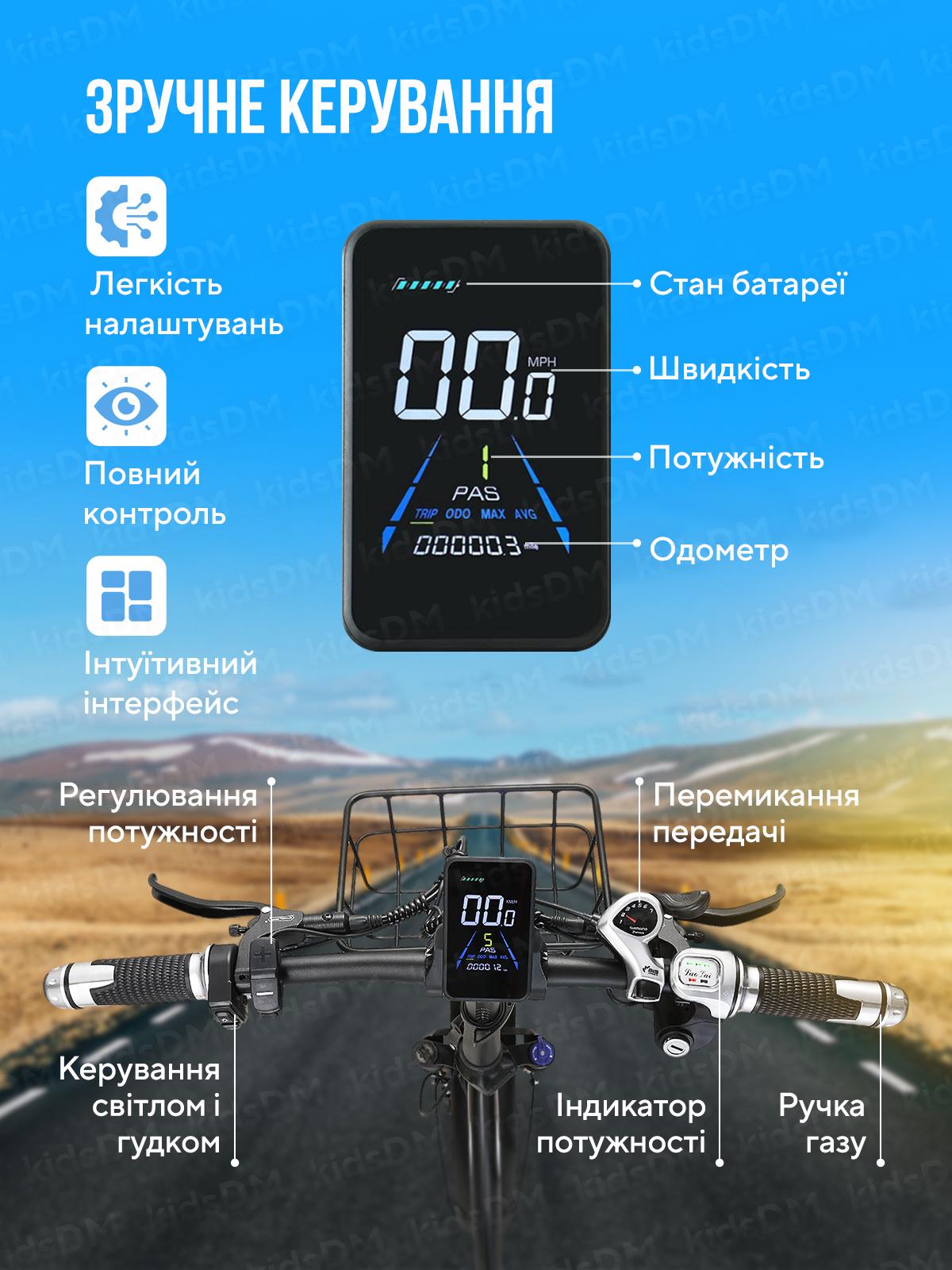 Електровелосипед складаний KETELES KF9 750W 26Ah з широкими колесами Чорний (73481) - фото 7