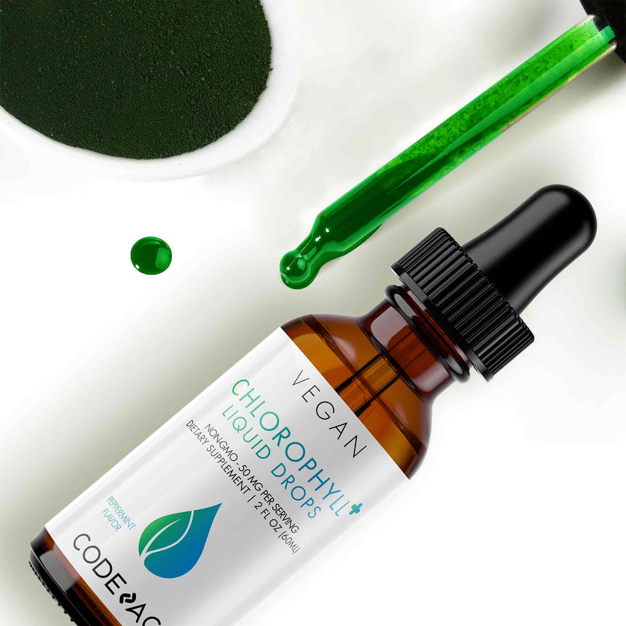Хлорофилл Codeage Liquid Drops Non-GMO Peppermint 50 мг 60 мл (00000036016) - фото 2