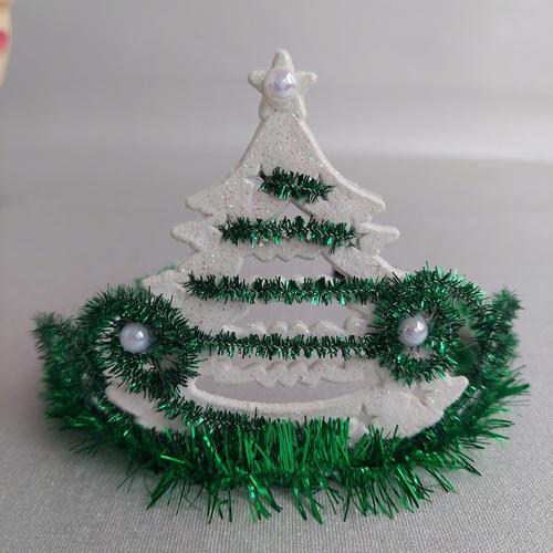 Обруч на голову новогодний/карнавальный Елка ручной работы Зеленый (210105)