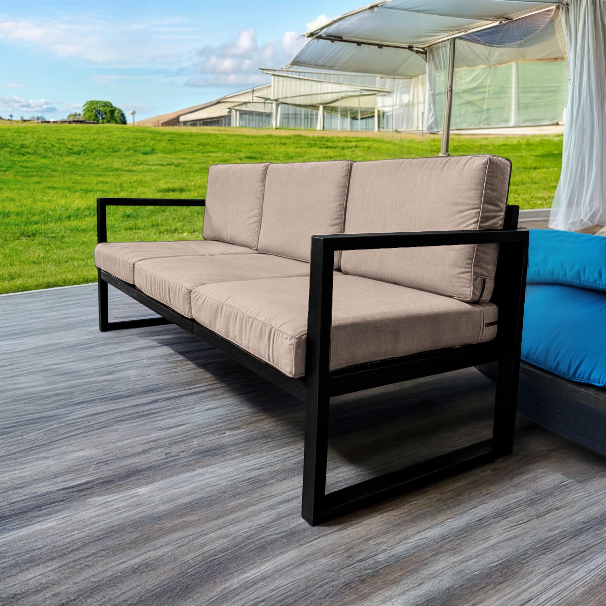 Диван металлический Tobi Sho Лофт Стейт DV1 с подлокотниками и мягкими подушками 750х2100х700 мм рогожка 03/Бежевий - фото 3 Диван металлический Tobi Sho Лофт Стейт DV1 с подлокотниками и мягкими подушками 750х2100х700 мм рогожка 03/Бежевий - фото 3