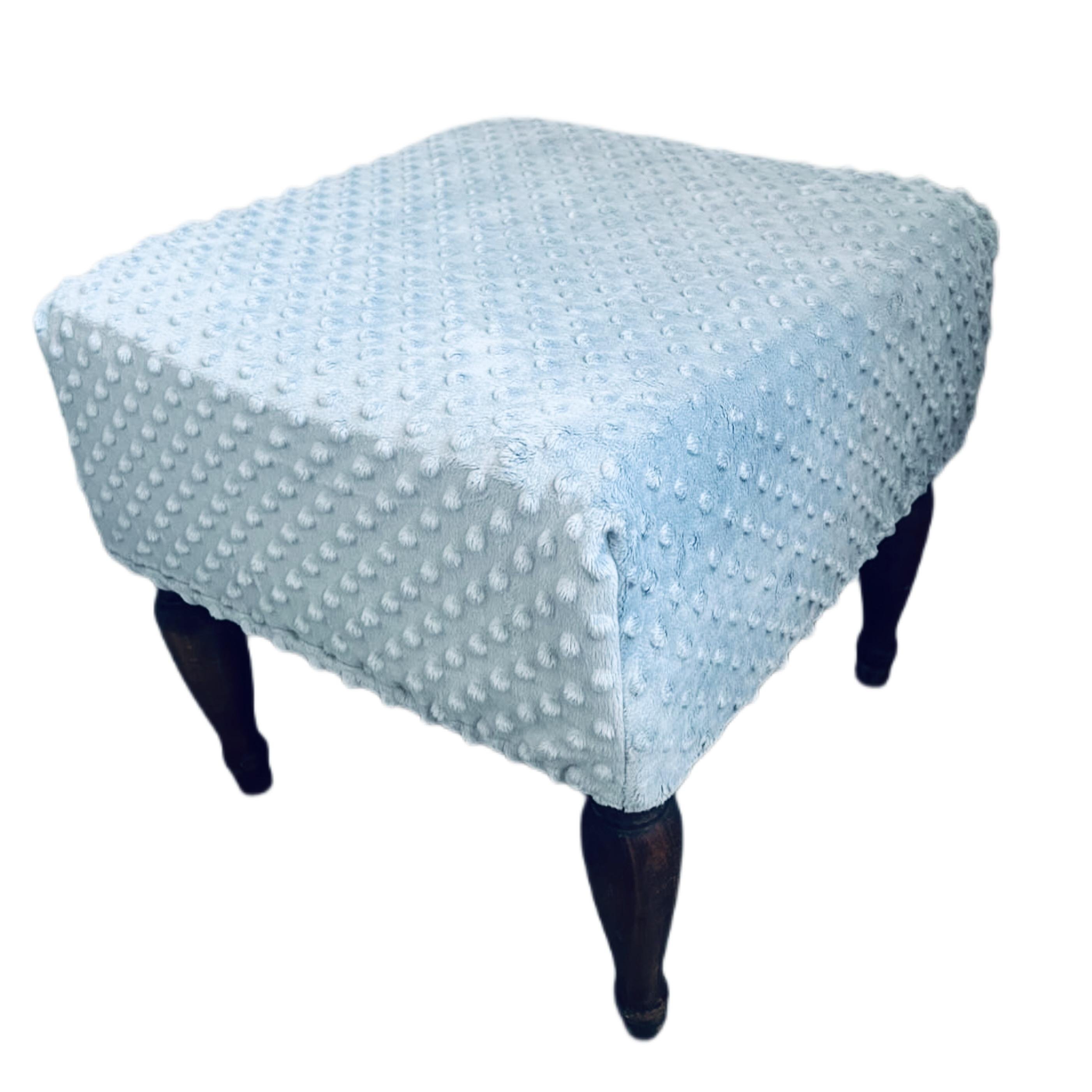 Чохол на пуф плюшевий MinkyHome 40х40х20 см Блакитний (3022)