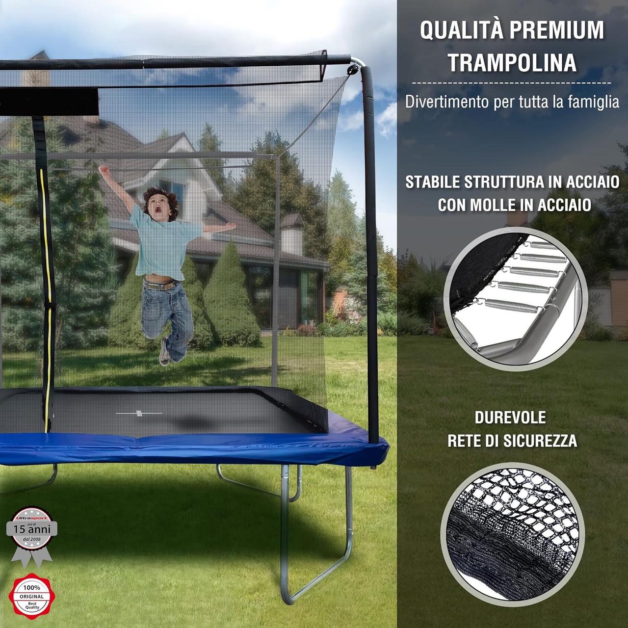 Батут прямокутний із внутрішньою сіткою WellActive 366х244 см (27001651) - фото 9