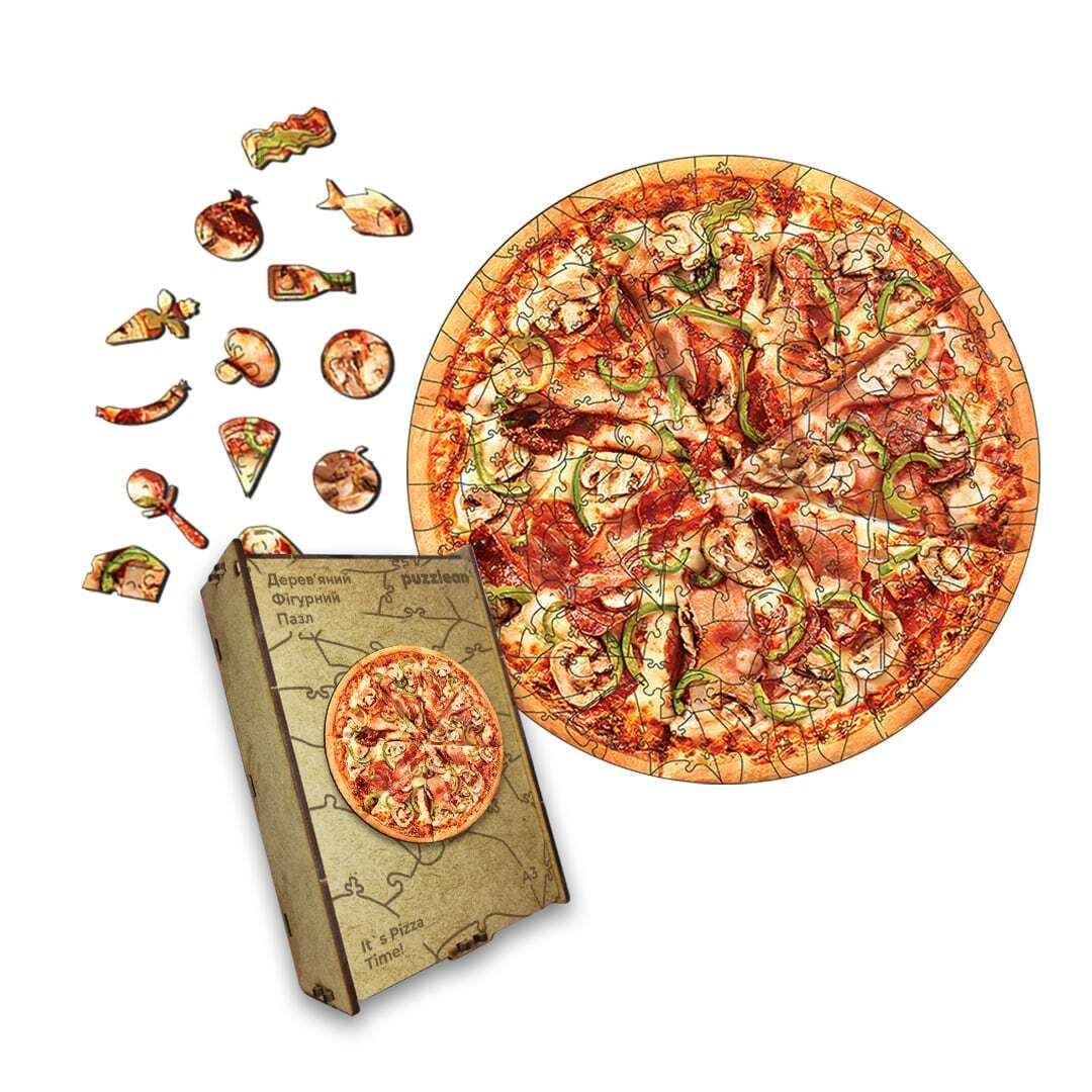 Пазл дерев'яний It's Pizza Time! А4 картонна коробка 100 ел. (puzzlean-925-KART-А4) Пазл дерев'яний It's Pizza Time! А4 картонна коробка 100 ел. (puzzlean-925-KART-А4)