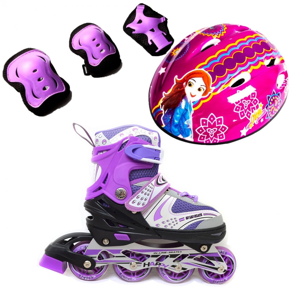 Ролики детские набор Happy Combo Disney Принцесса ОКА защита/шлем р. 34-38 Фиолетовый (2T3007E) Ролики детские набор Happy Combo Disney Принцесса ОКА защита/шлем р. 34-38 Фиолетовый (2T3007E)