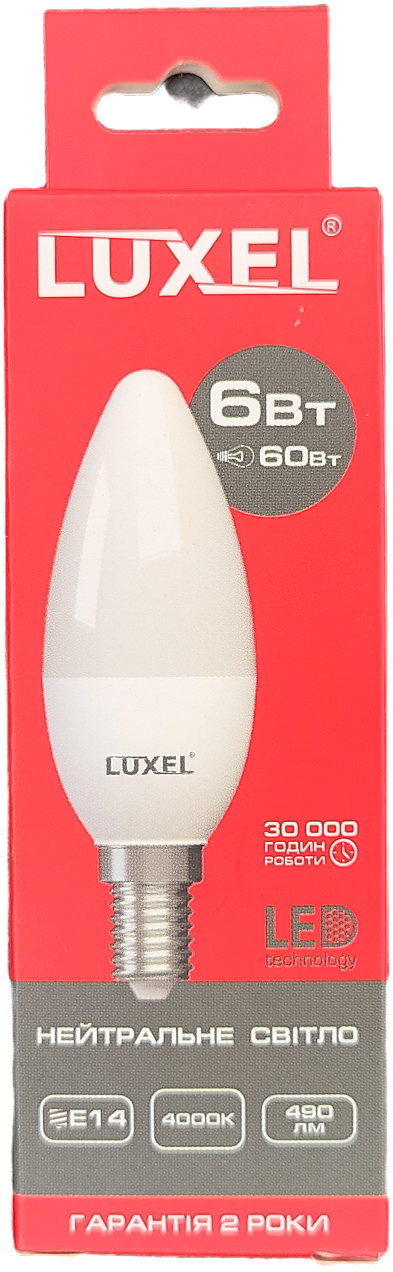 Светодиодная лампа Luxel C35 E14 6W 220V (1971334600) - фото 2