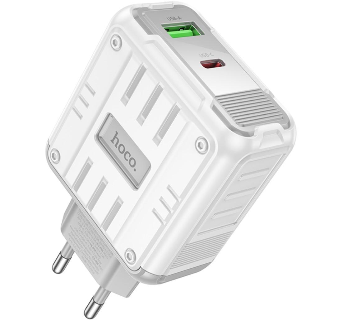 Зарядний пристрій для телефонів Hoco C138A USB QC3,0/Type-C PD3,0 65W швидка зарядка White (2813093798) Зарядний пристрій для телефонів Hoco C138A USB QC3,0/Type-C PD3,0 65W швидка зарядка White (2813093798)