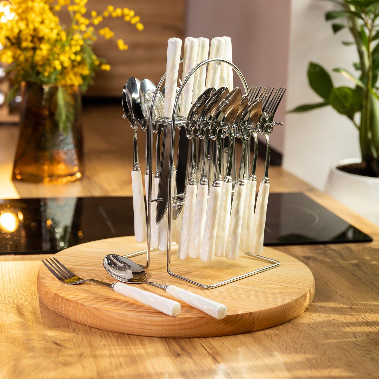 Набір столових приборів на підставці 24 пр. з керамічними ручками (HP-20-50) - фото 2