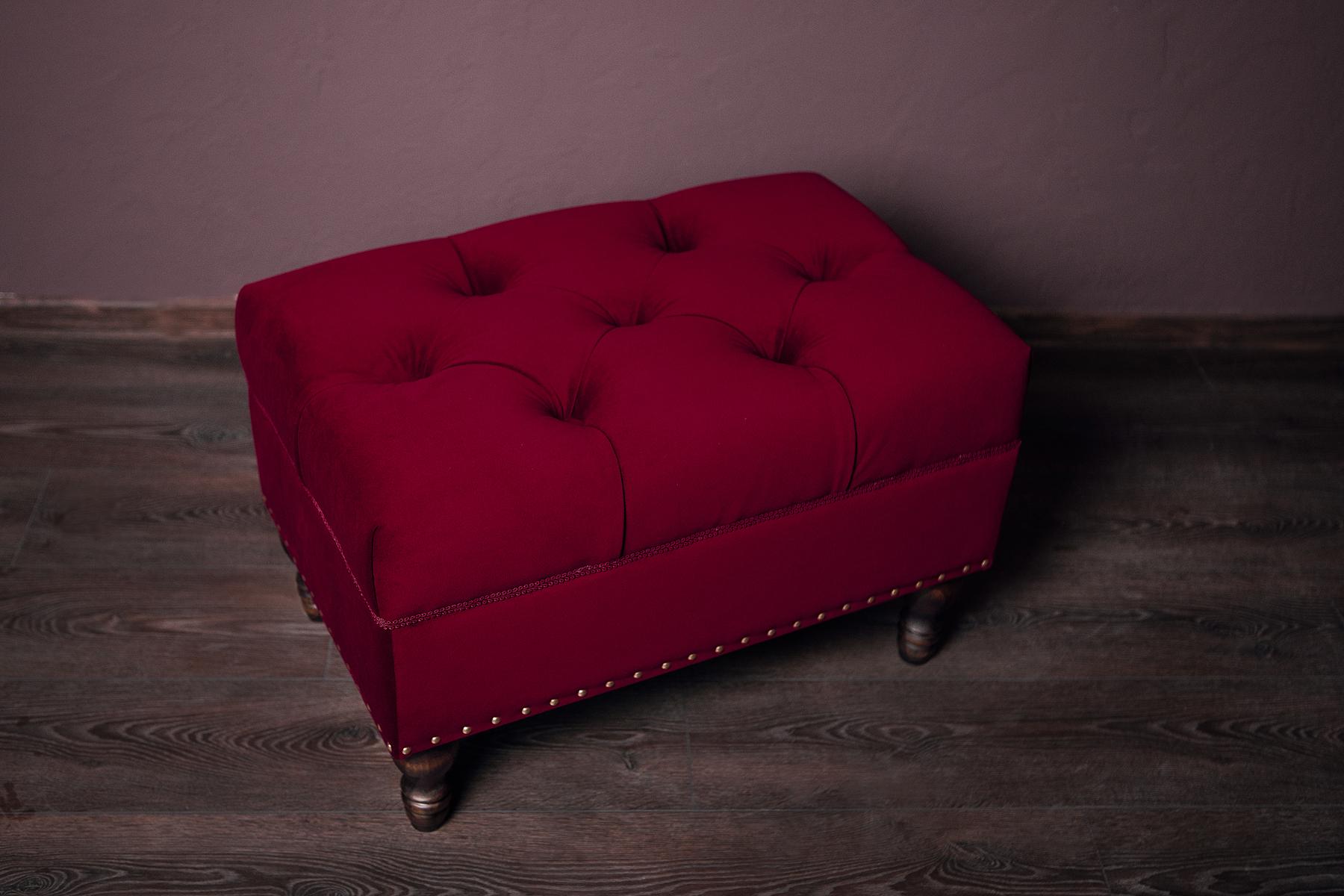 Пуф капітоне Людовік велюр Рейнбоу 70х45х45 см Бордовий - фото 6 Пуф капітоне Людовік велюр Рейнбоу 70х45х45 см Бордовий - фото 6