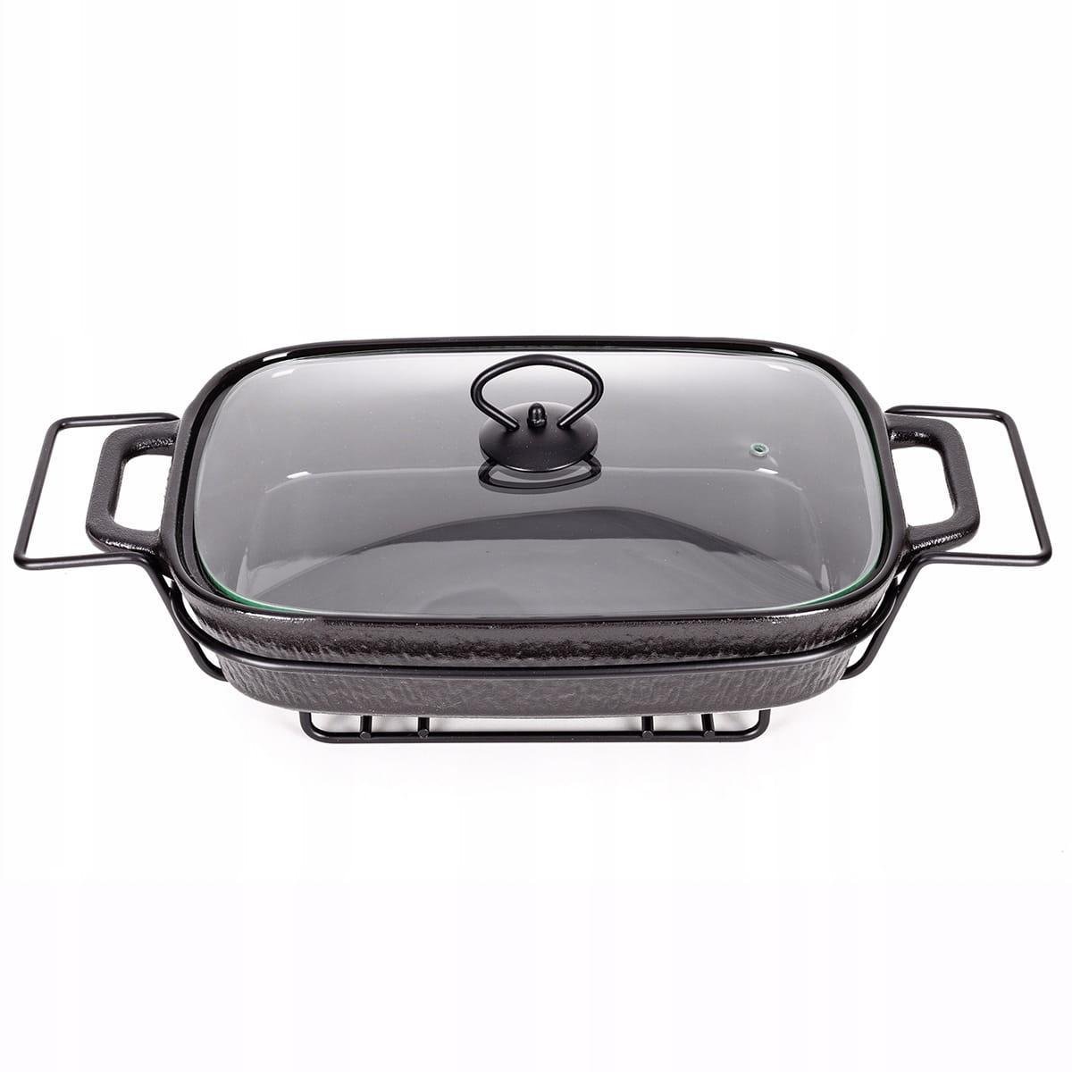 Марміт зі скляною кришкою та металевою підставкою із чорним матовим покриттям Kamille KM-6429 керамічний 3,5 л (150-84-6429)