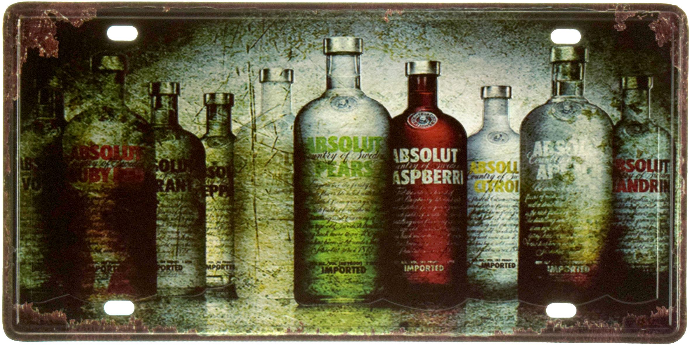 Табличка металлическая Абсолют Водка Ржавчина/Absolut Vodka 15x30 см