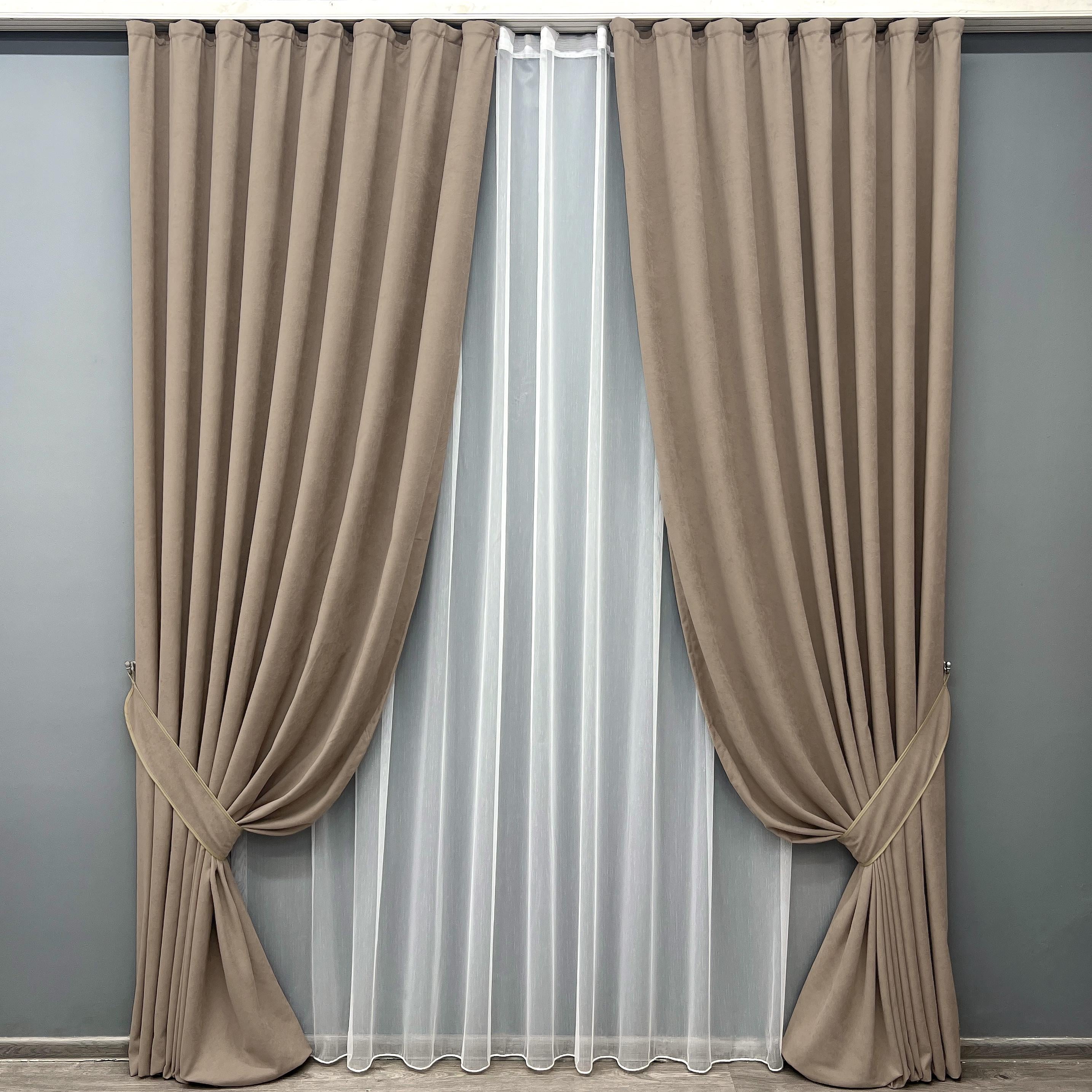 Комплект штор VR-Textil Petek YL №2018ш микровелюр 150х290 см 2 шт. Капучино (33-1008)