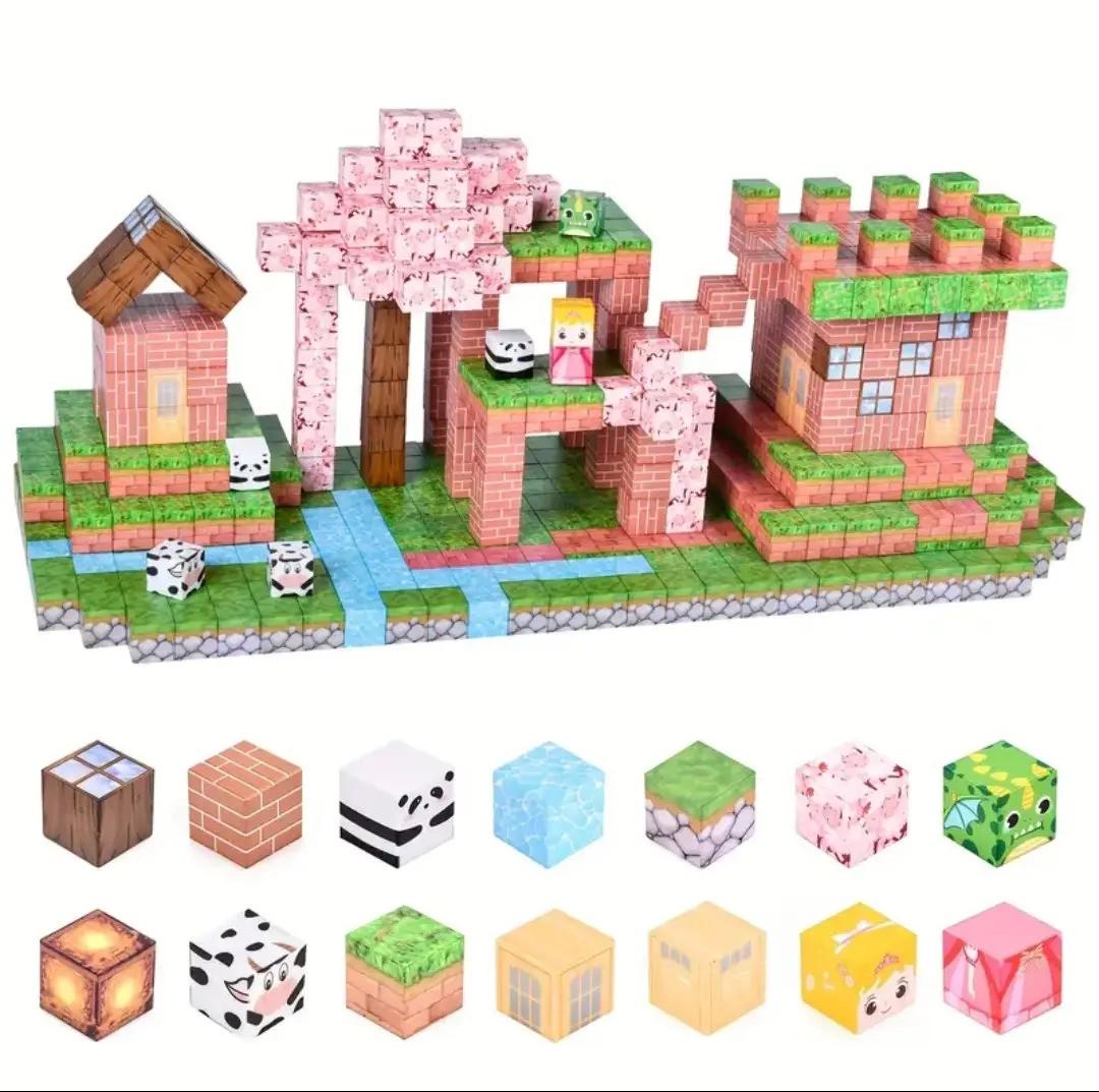 Конструктор магнітний Майнкрафт Вишневий сад з вітряком 100 кубиків