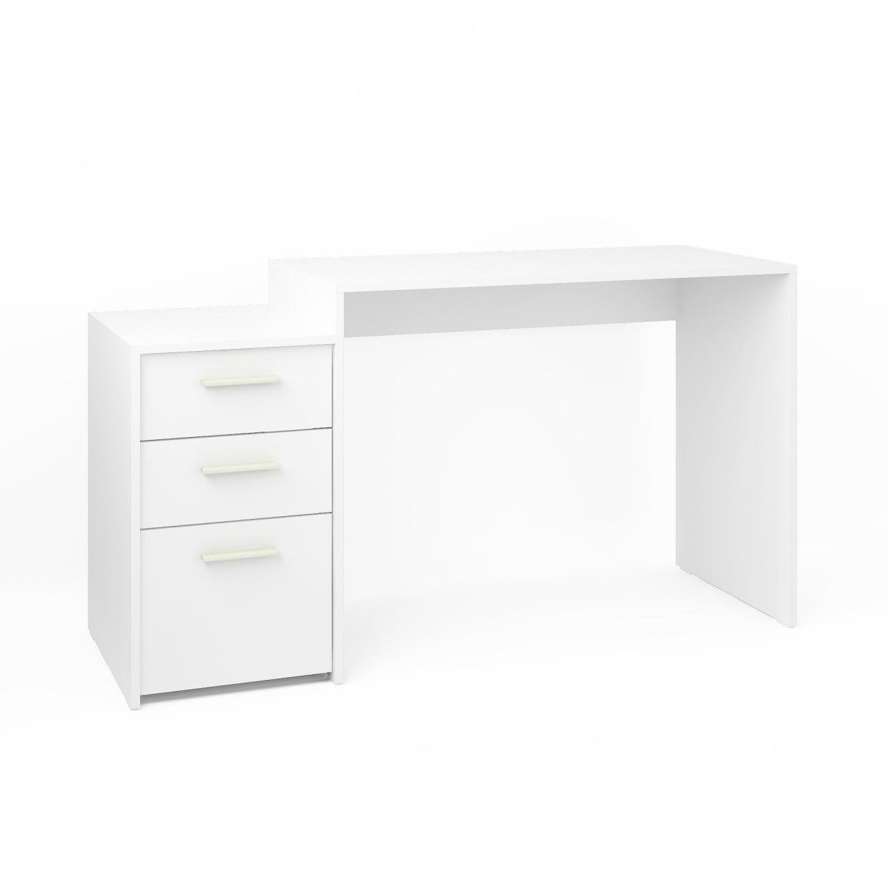Компьютерный стол на 3 ящика с тумбой ДСП 1385х756x502 мм Белый (A-187) - фото 3