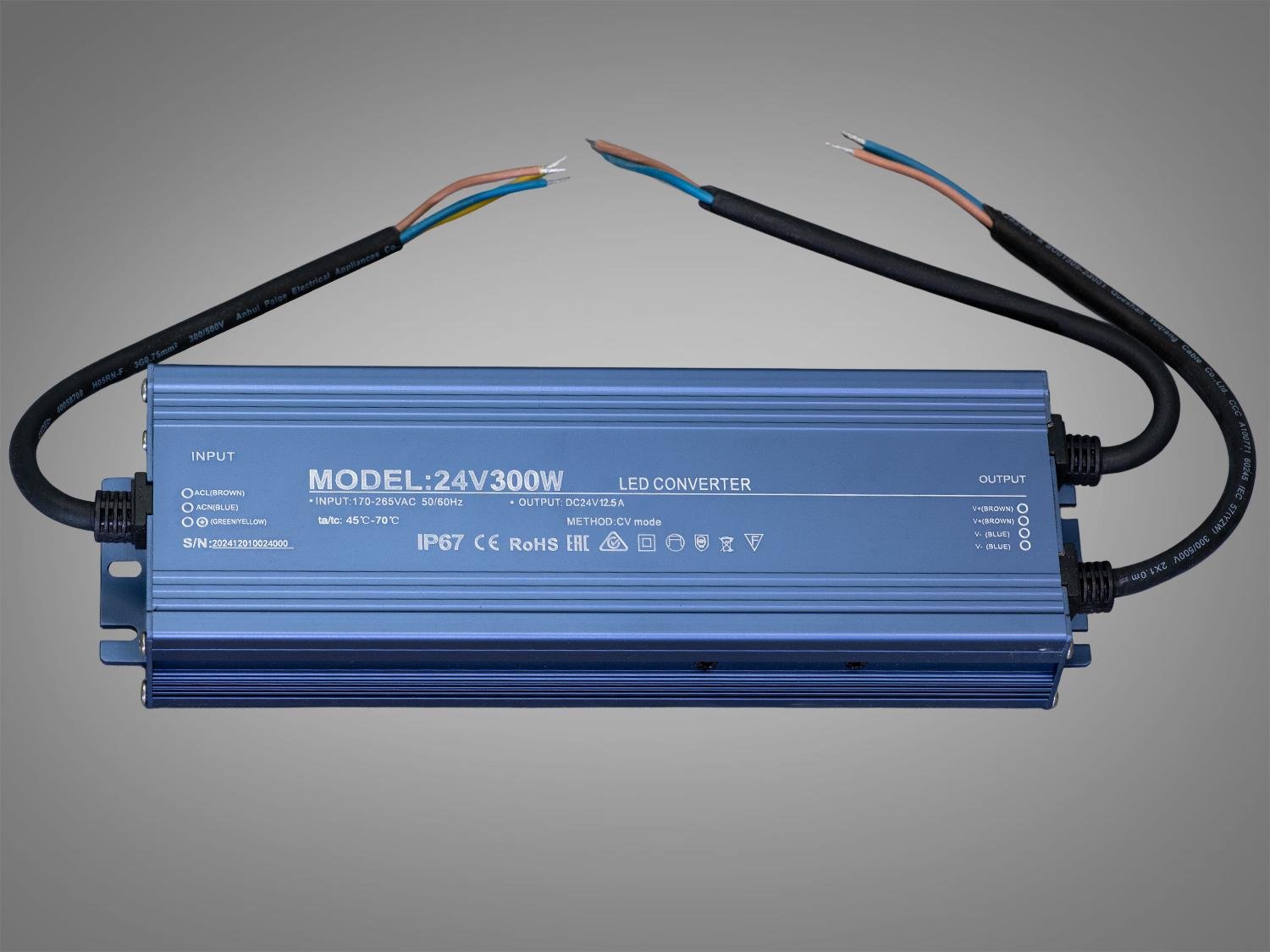 Блок живлення для підключення LED стрічки 24 В 300 Вт 12,5А (PPF-PW-IP68-24 В-300w)