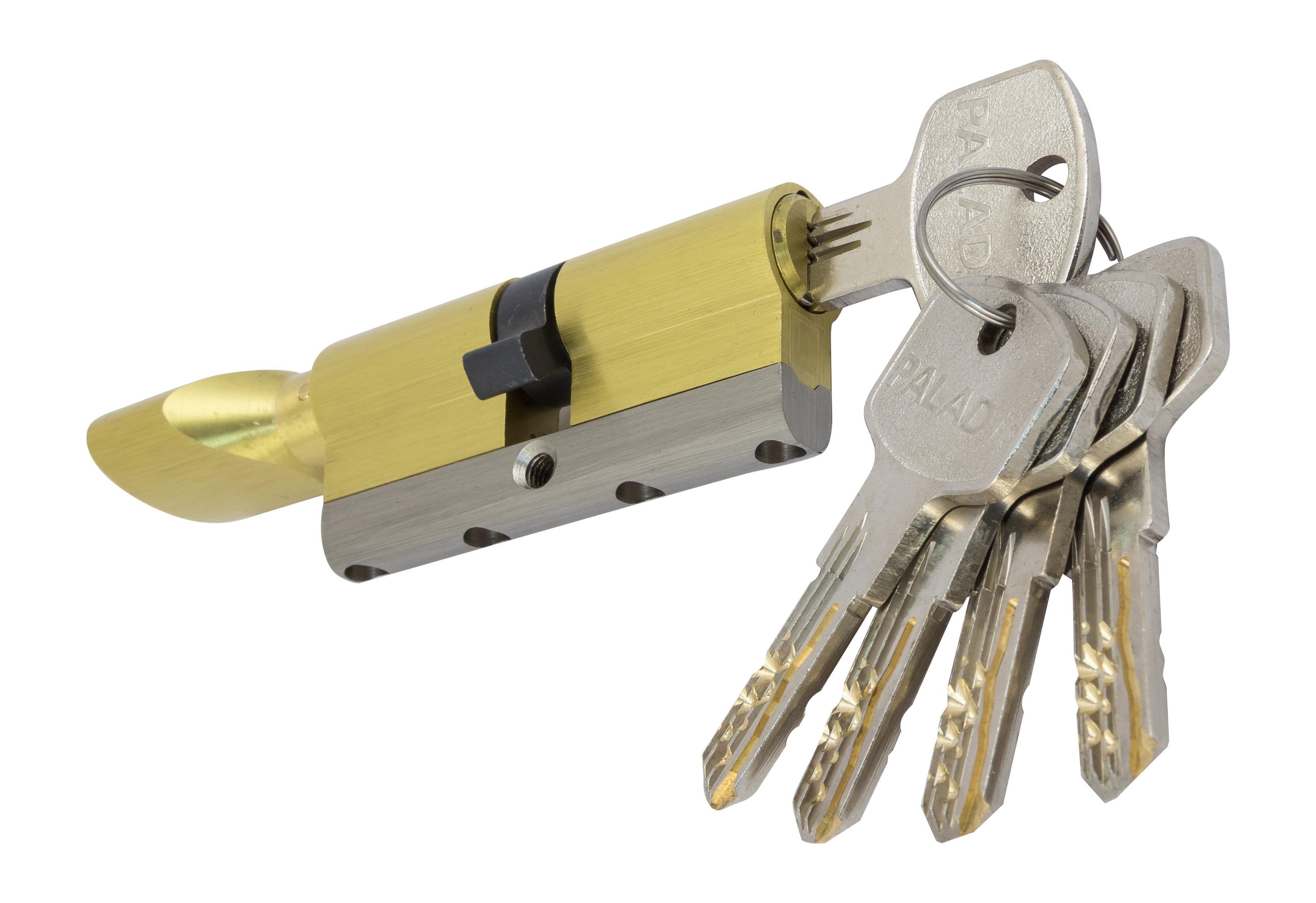 Цилиндр латунный с вставкой Paladii SE 70 мм Т35x35 5 гибридных ключей SB с вертушкой Латунь (ПЦ011) - фото 1 Цилиндр латунный с вставкой Paladii SE 70 мм Т35x35 5 гибридных ключей SB с вертушкой Латунь (ПЦ011) - фото 1