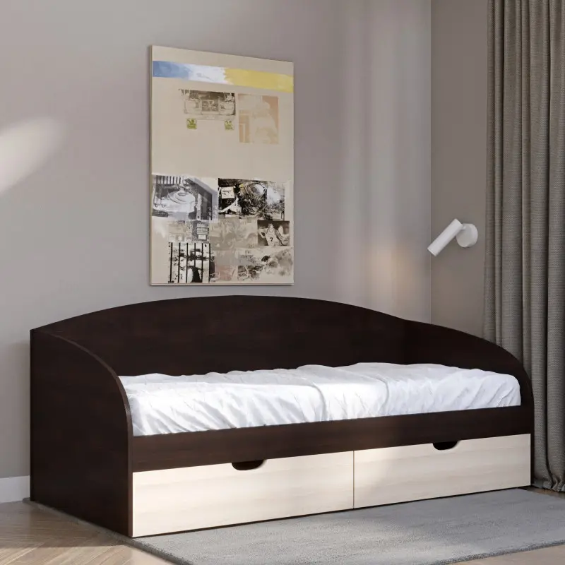 Ліжко односпальне Комфорт з шухлядами 80х190 см Венге темний/Дуб молочний (26788537) - фото 2