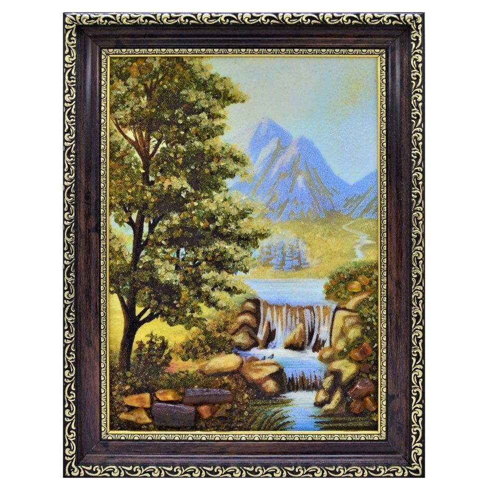 Картина Горный ручей из янтаря 20х30 см (К0120-20х30)
