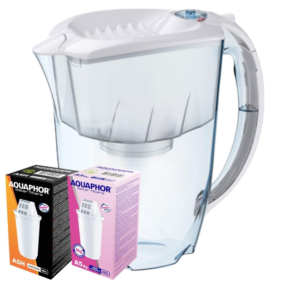 Фильтр-кувшин Аквафор Престиж с двумя модулями: А5Mg, А5Н Белый