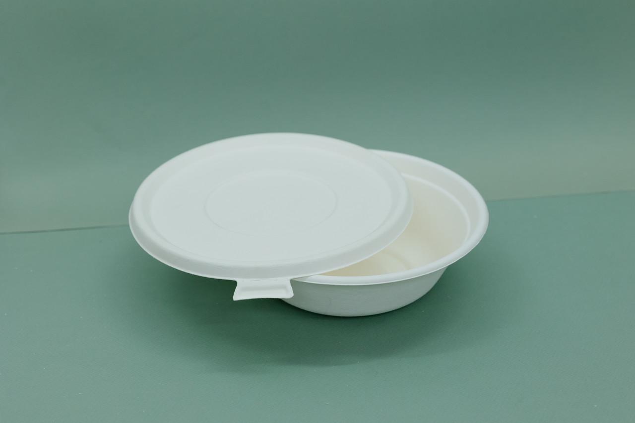 Одноразовая тарелка с крышкой из сахарного тростника 950 мл 125 шт. - фото 2