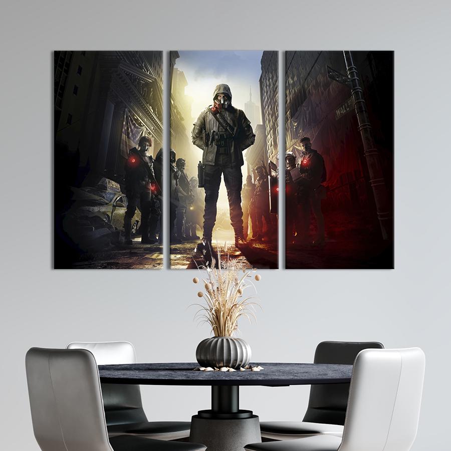 Картина на холсте триптих Tom Clancy's The Division 128x81 см (1522-31)