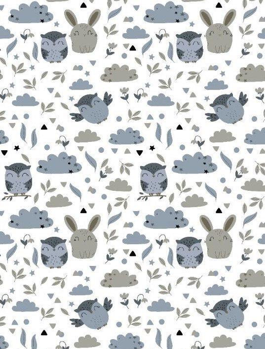 Пеленка фланелевая №27 Зайчики и совы байка 110x90 см (373-1665)
