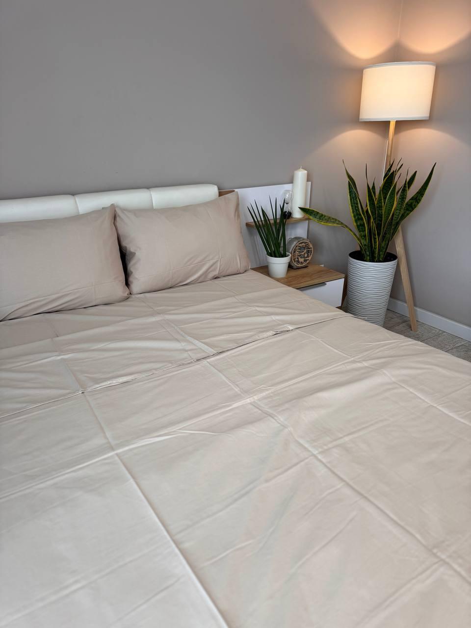 Постільна білизна сатин полуторний 150х220 см наволочки 70х70 см 2 шт. Бежевий (Д-Al-satin-007) - фото 4