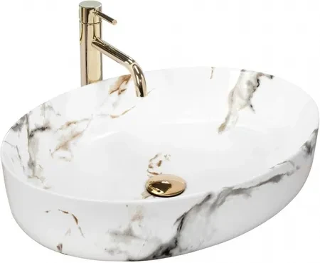 Умывальник Rea Queen 55 см Carrara Shiny (ReaU1232) Умывальник Rea Queen 55 см Carrara Shiny (ReaU1232)