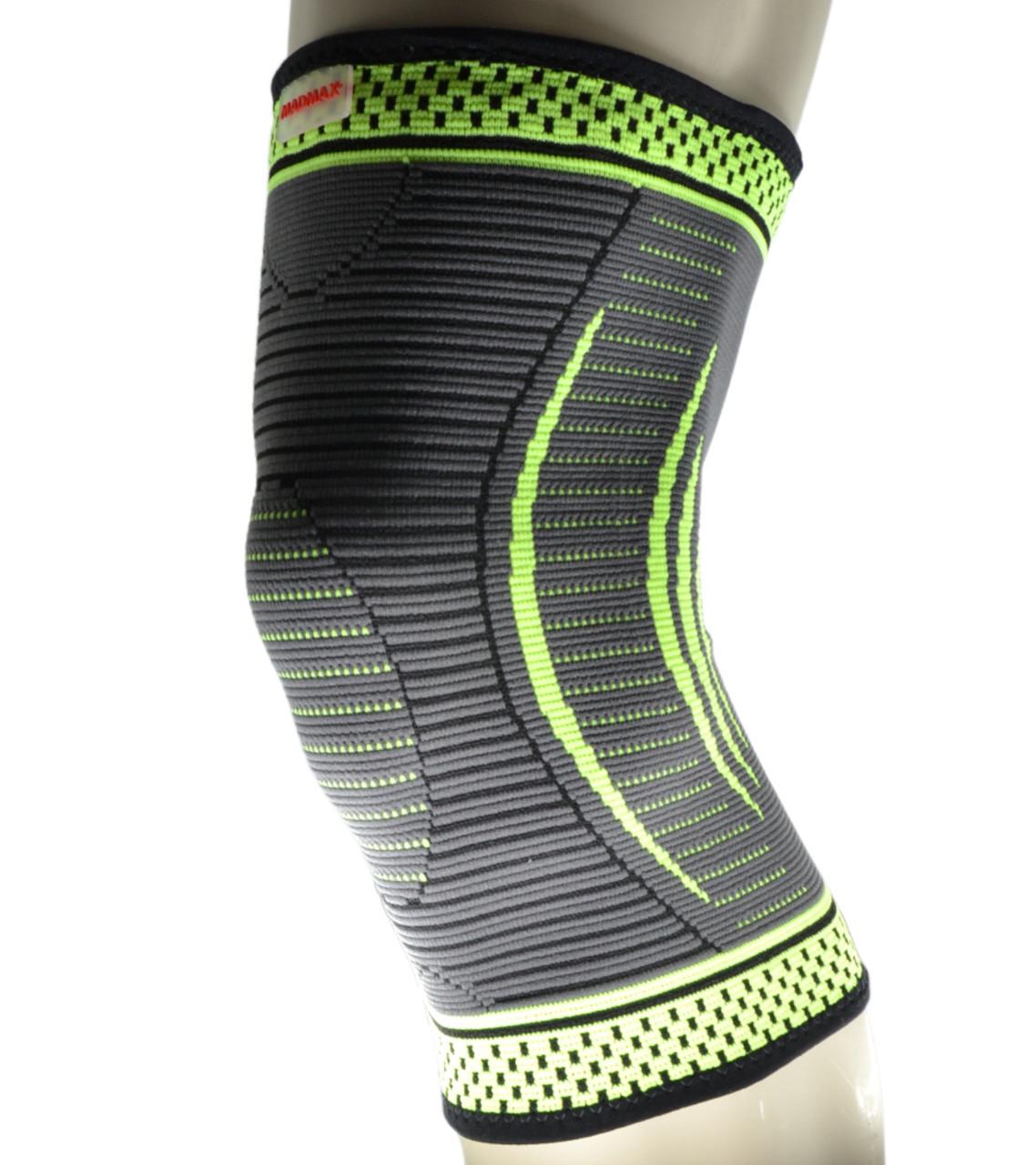 Наколінник компресійний MadMax MFA-284 3D Compressive knee support L Dark grey/Neon green (A-012720) - фото 6