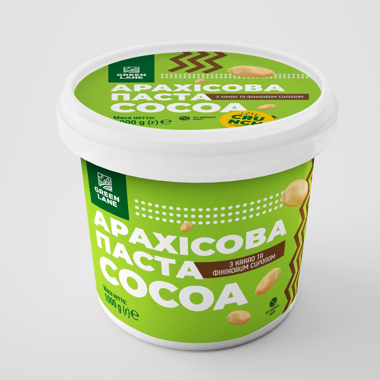 Арахисовая паста Green Lane Кранч с какао и финиковым сиропом 1000 г (653317)