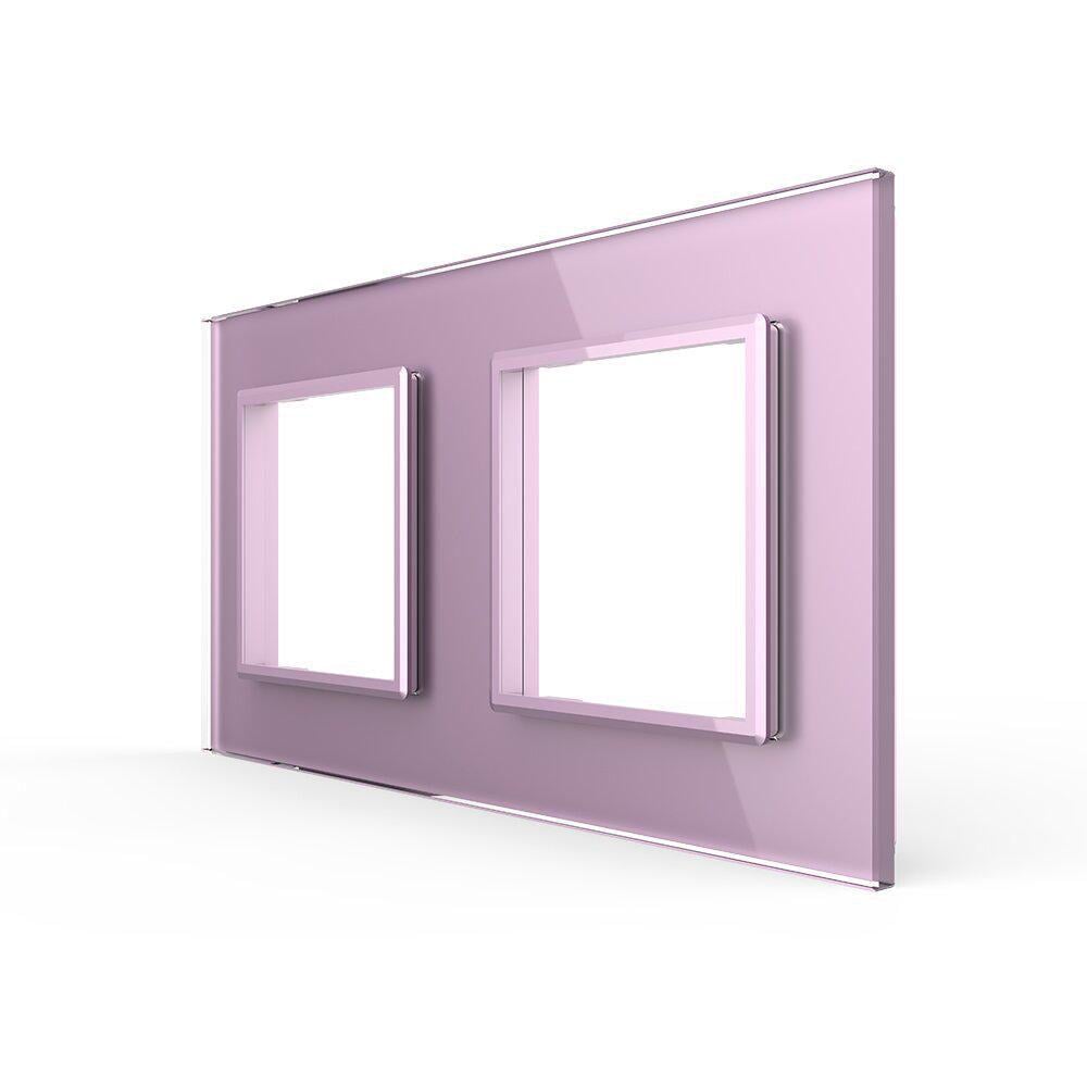 Рамка розетки Livolo 2 місця скляна Рожевий (C7-SR/SR-17)