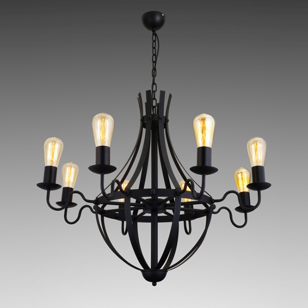 Люстра Flora винтажная на 8 ламп Черный (OK027/8)