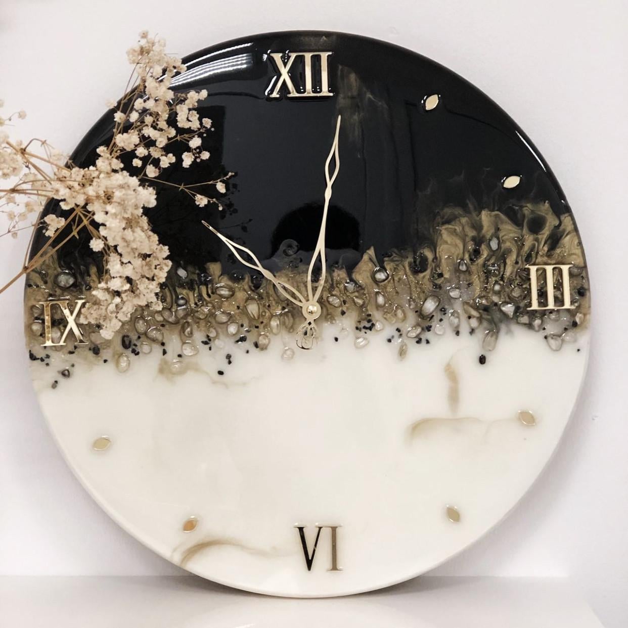 Часы настенные круглые из эпоксидной смолы EPOXY M29 40x40 см