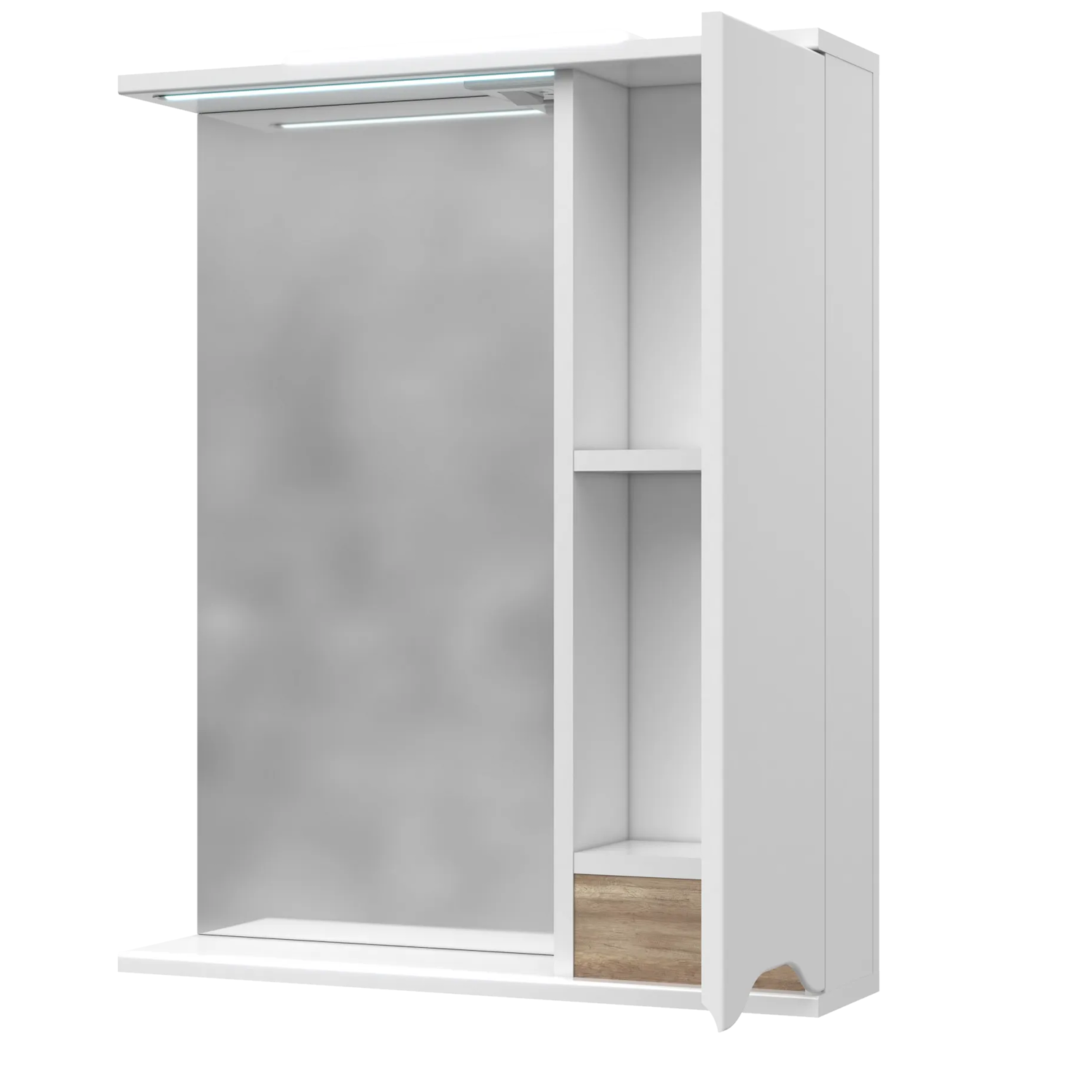 Шкаф в ванную зеркальный Van Mebles Амелия 750x600 мм R с LED подсветкой Дуб сонома (MRT-000007610)