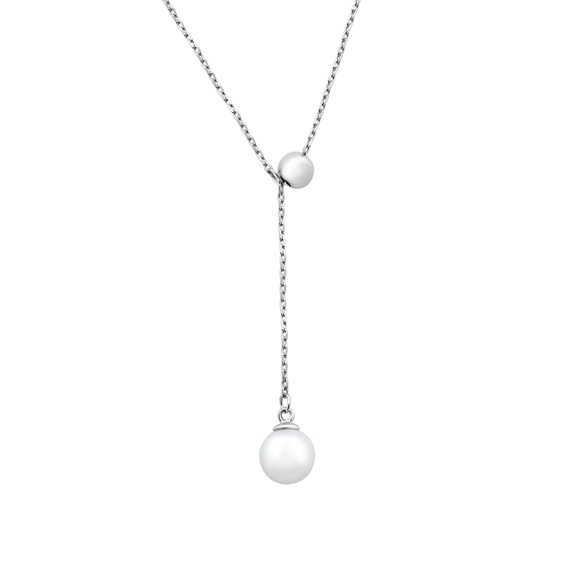 Колье серебряное-протяжка с одной жемчужиной