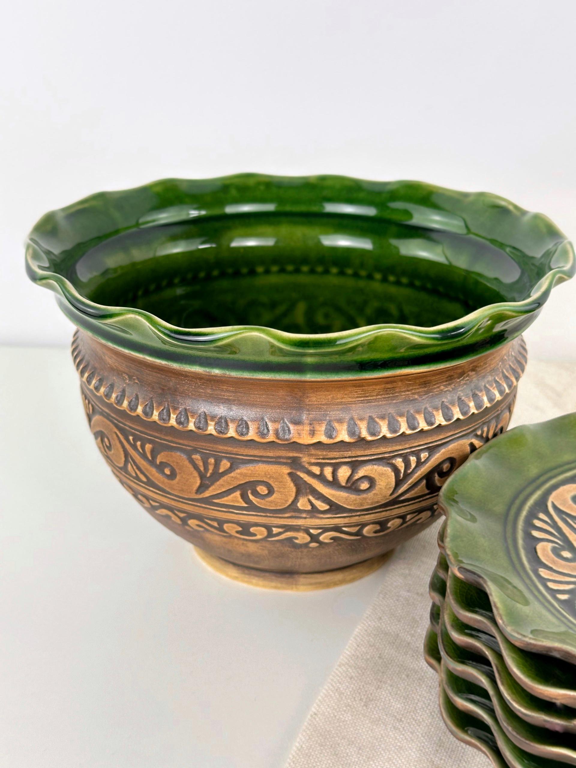 Набор глиняной посуды Рождественский для кутьи Гражда на 6 человек Коричневый (17019-38) - фото 2