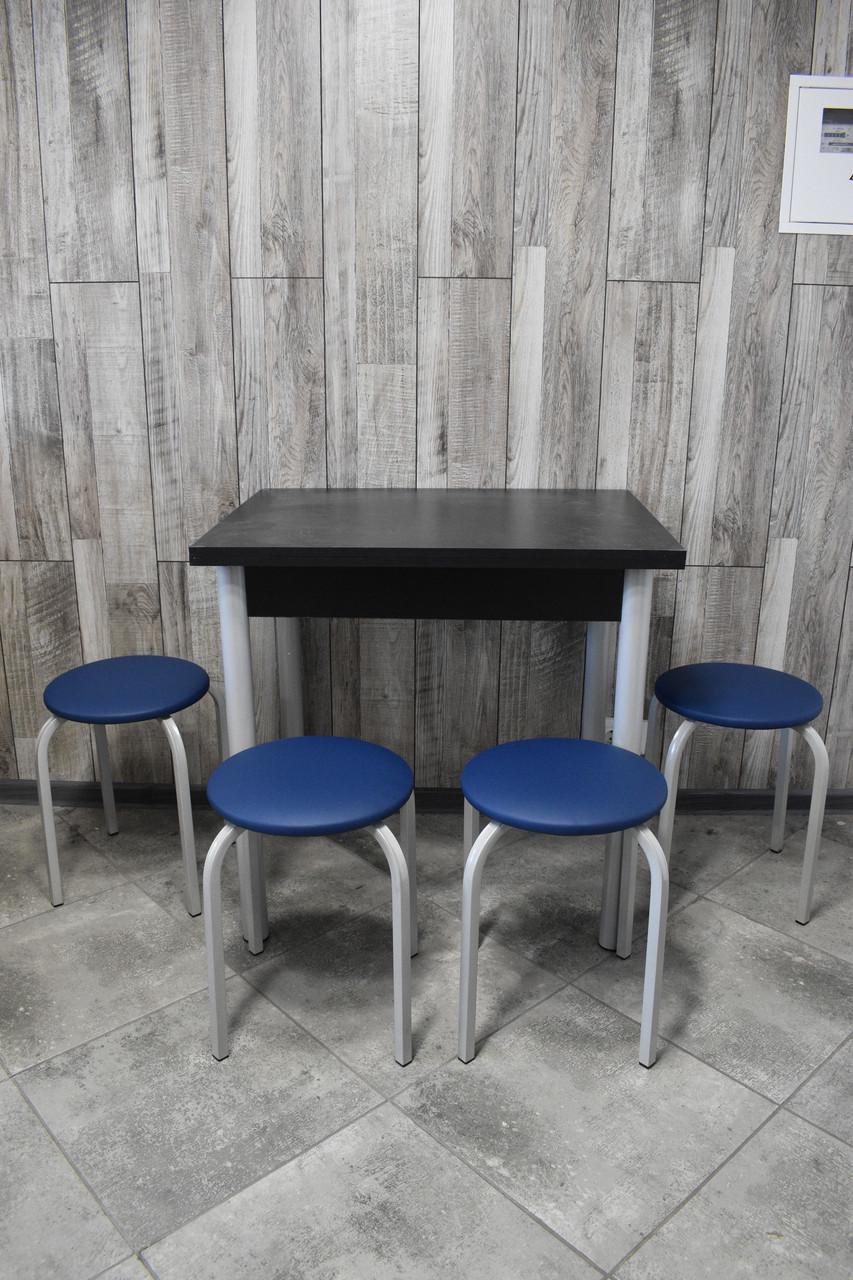 Кухонний комплект Оскар стіл розкладний/табурети 4 шт. Стандарт 60х80/80х120х75 см Чорний/Синій (28375020)