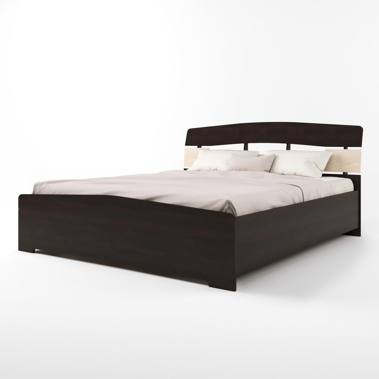Кровать классическая Эверест двуспальная 160х200 см 165х90х220 см Венге темный/Дуб молочный
