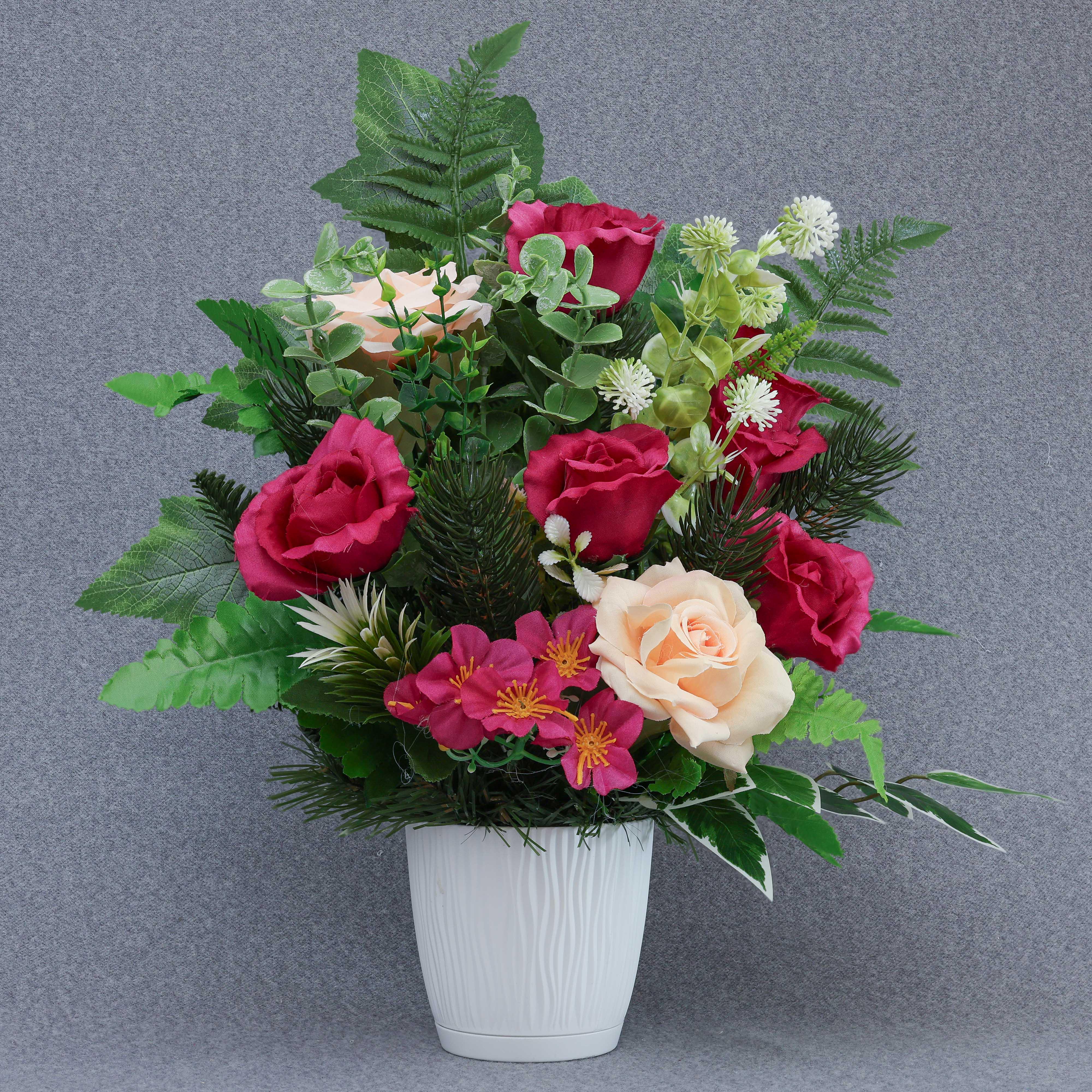 Композиція GALA DECOR надгробна зі штучних квітів в кашпо (КБ2540М)