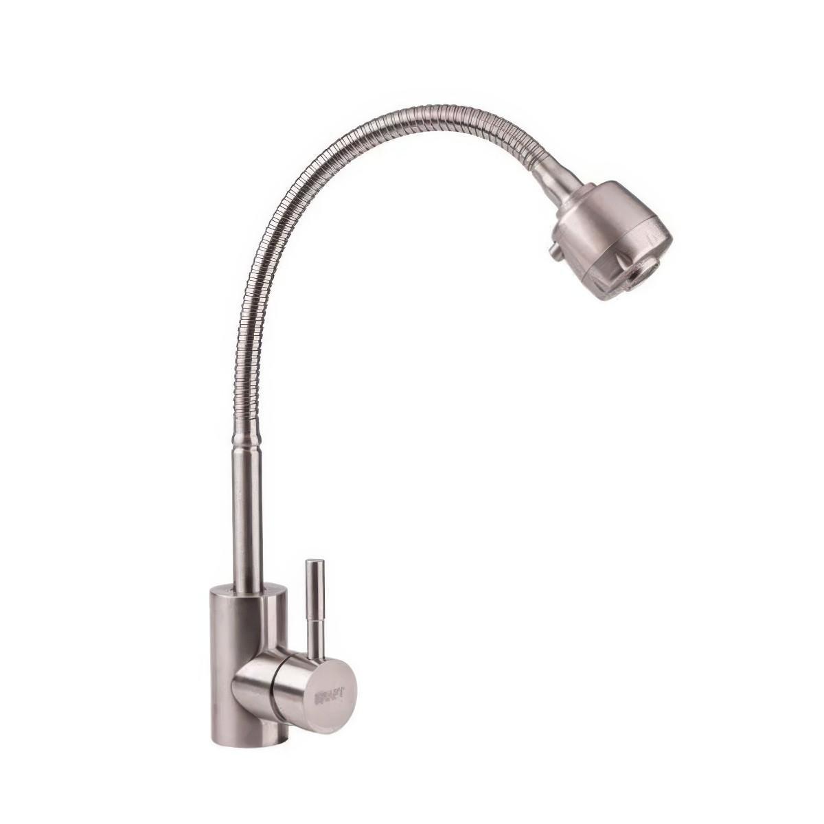 Смеситель кухонный Kraft однорычажная нержавеющая сталь (KRF3009 PVD)